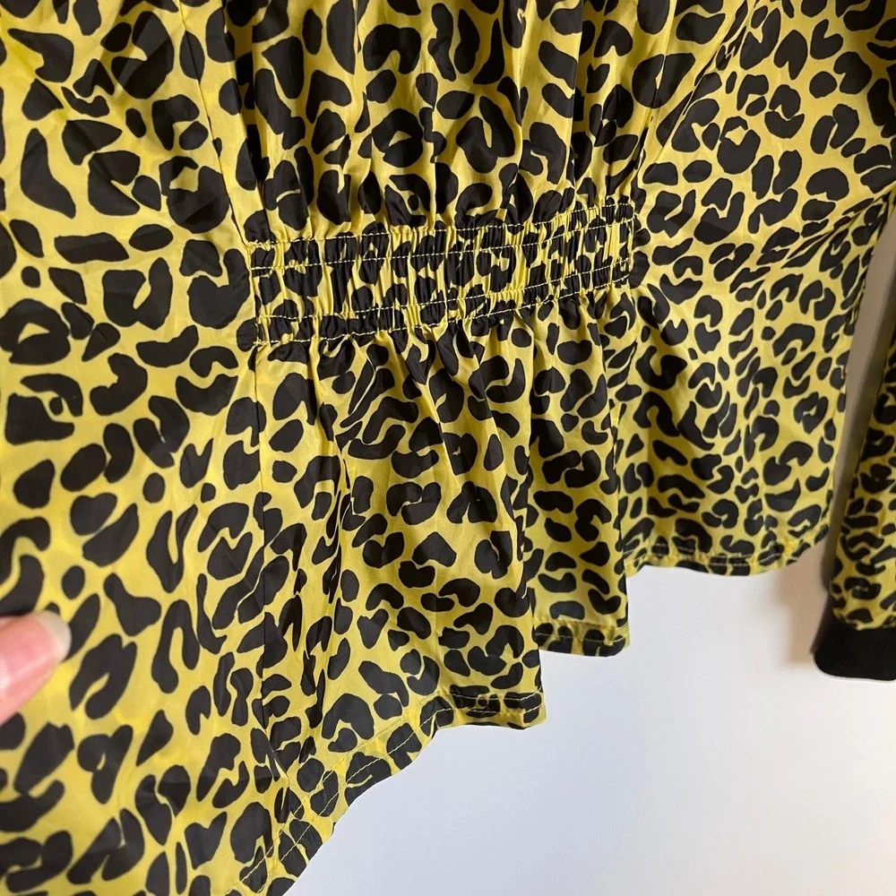 GOOD AMERICAN Sun‎ Beam Leopard Print Shear Pleat Jacket Size 2